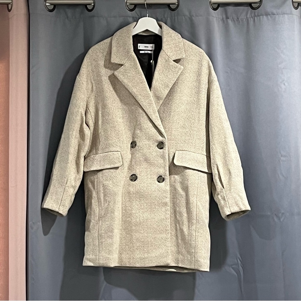 Mango Herringbone Double-breasted Coat